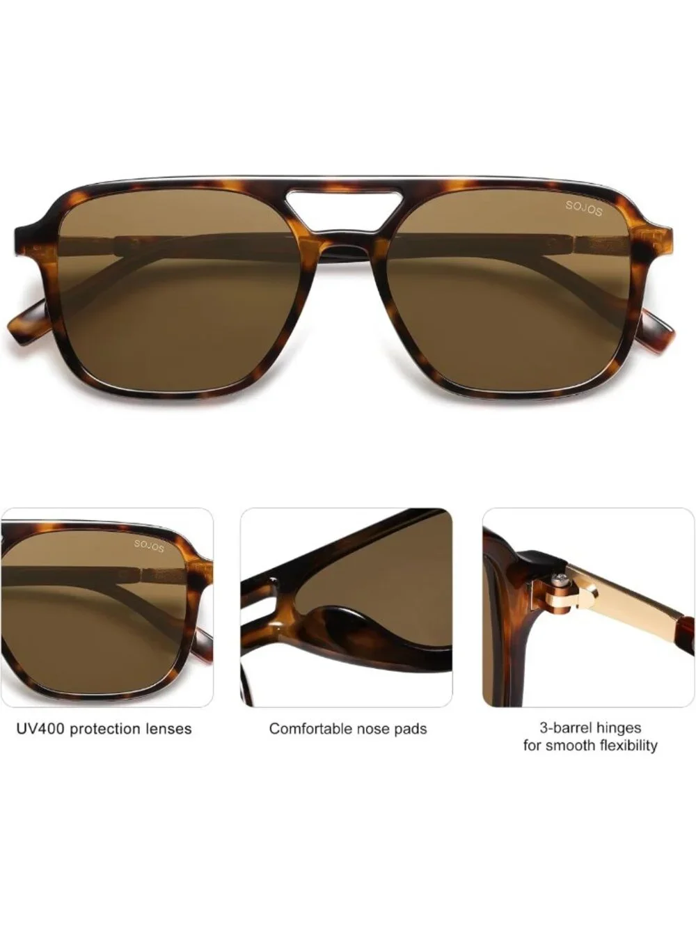 Trendy Retro Aviator Sunglasses for Women & Men | Stylish Rectangle Shades